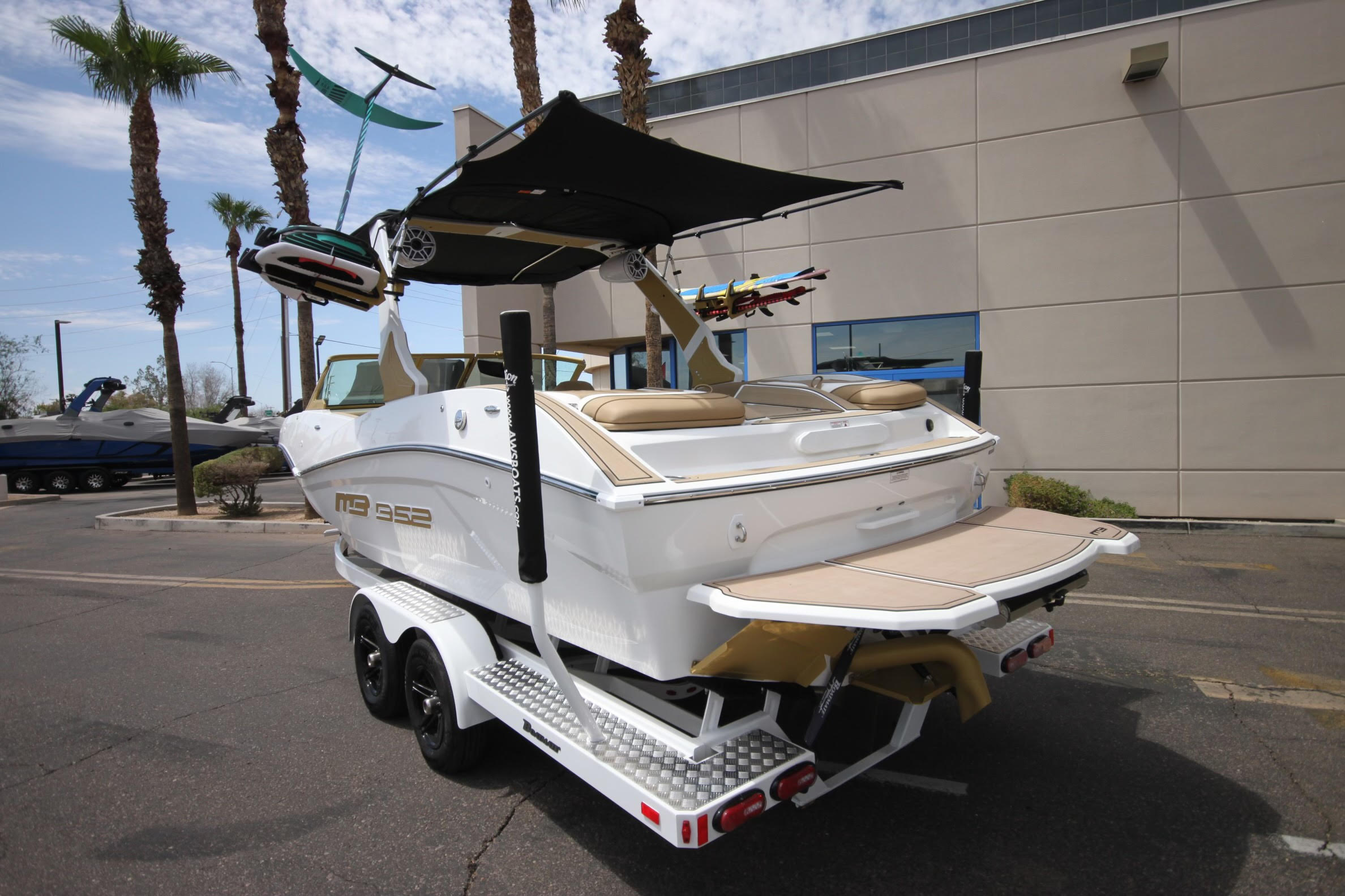 2024 MB B52 with Shoreline Brands Bimini Extension and Shade Sails