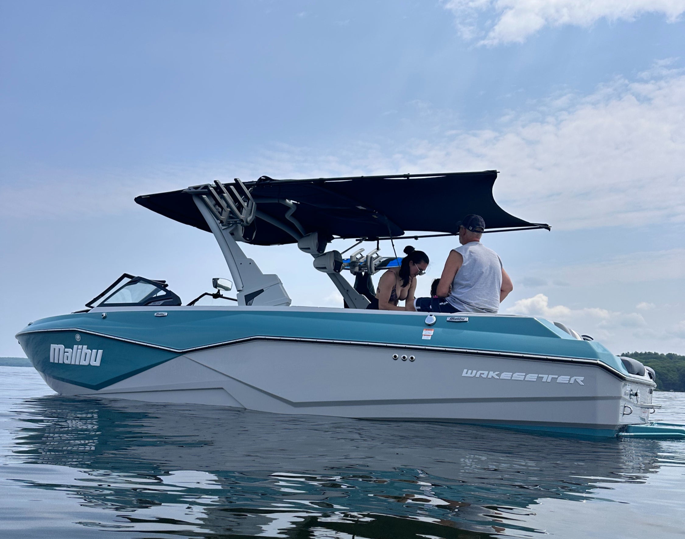 2024 Malibu 25 LSV with Shoreline Brands Bimini Extension and Shade Sails