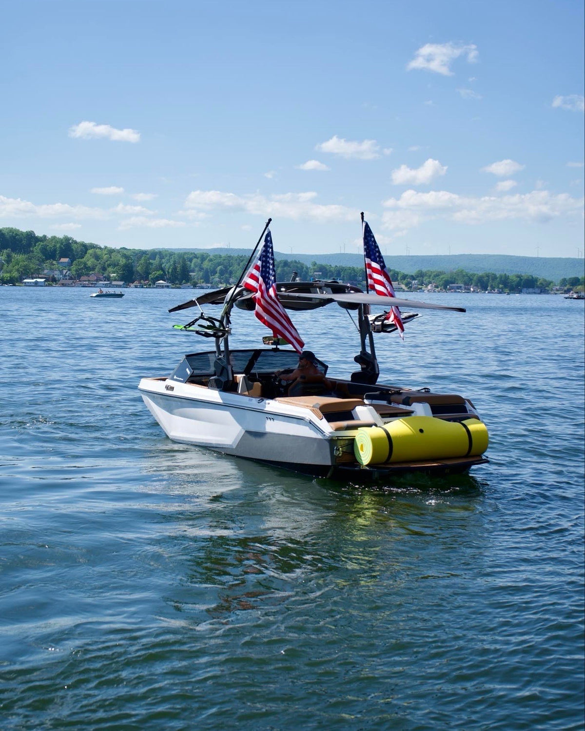 Nautique GS22 with Shoreline Brands Bimini Extension and Shade Sails