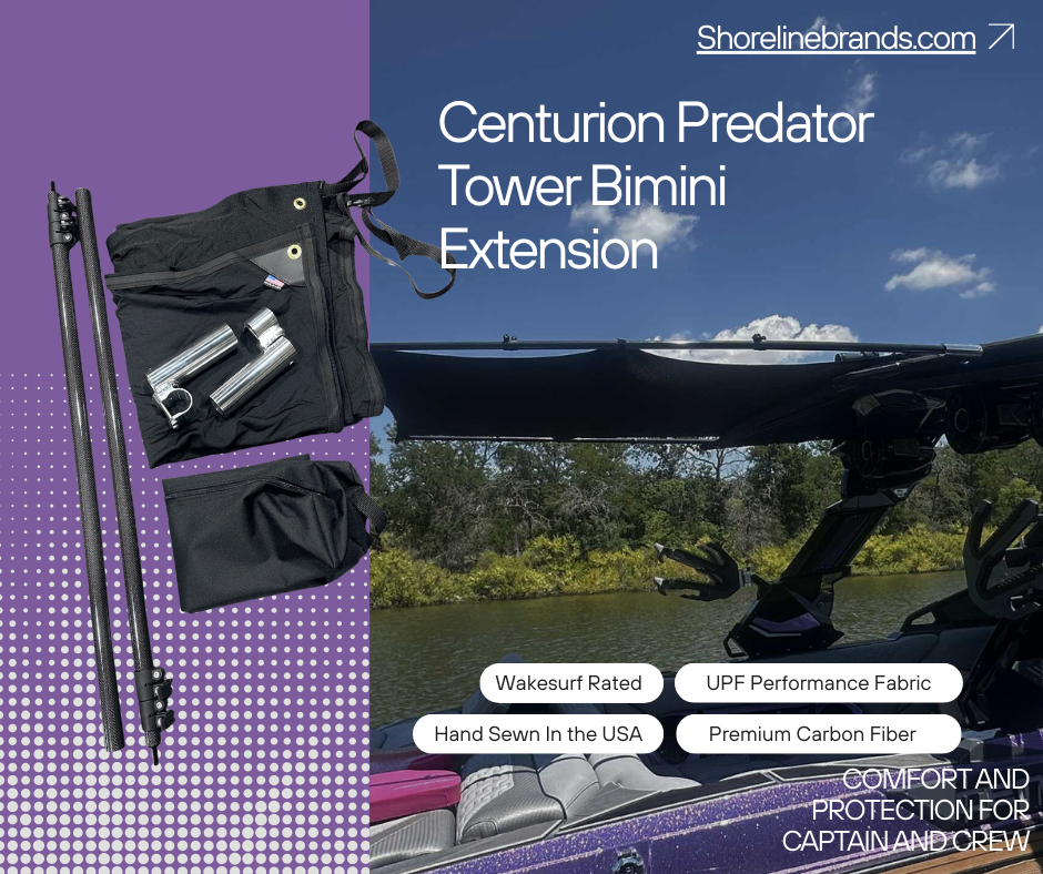 Centurion Predator tower with Shoreline Brands Bimini Extension