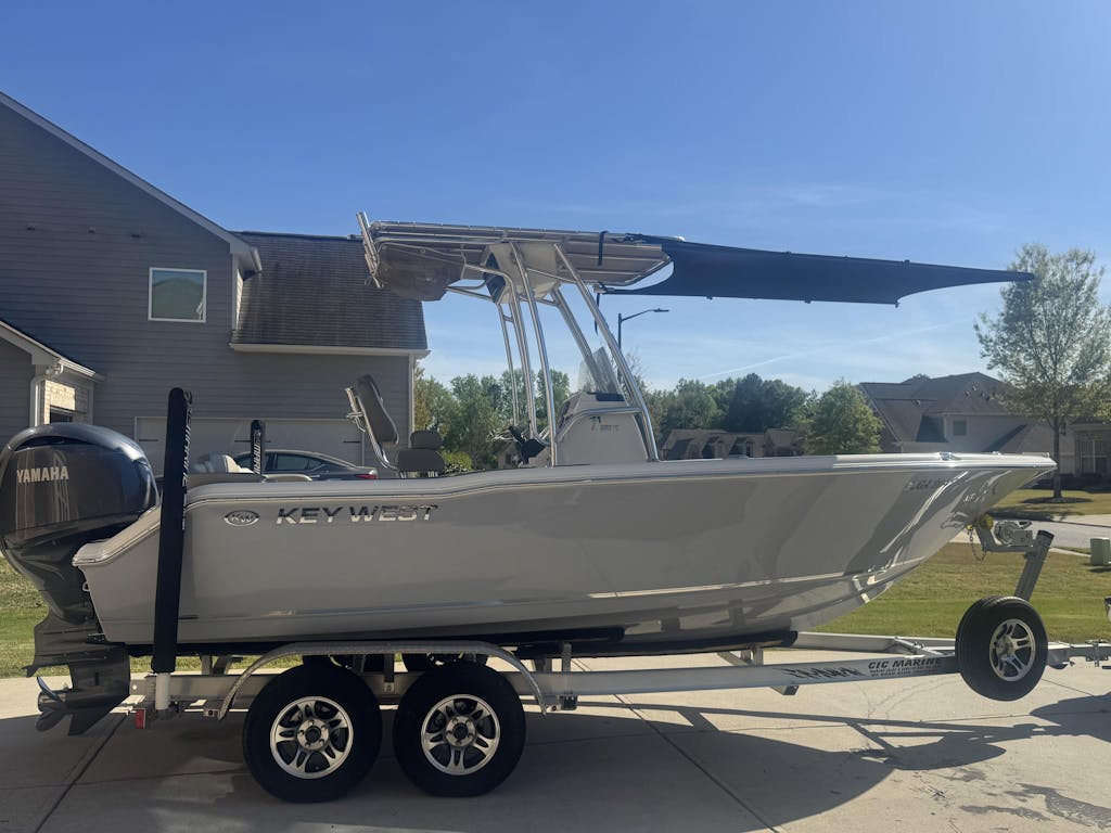 Key West Center Console with Shoreline Brands Bimini Extension Bow Shade